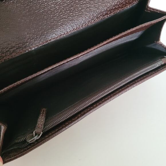 GUCCI GG Guccissima Logo Canvas Leather Wallet Long Bifold Brown Fair Vintage - Picture 6 of 11